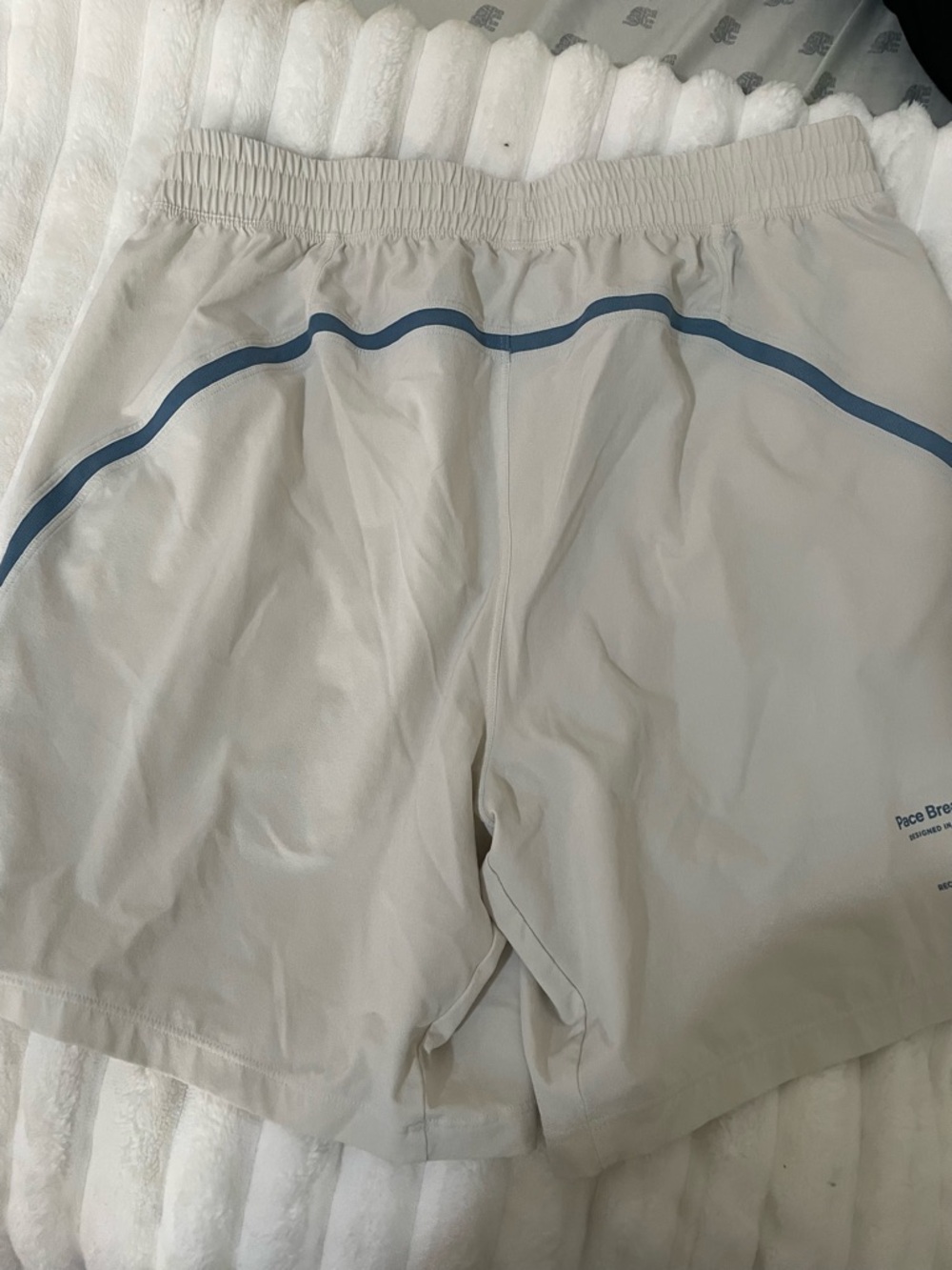 Lululemon Pace Breaker™ White Athletic Shorts with Blue Trim - Picture 13 of 15